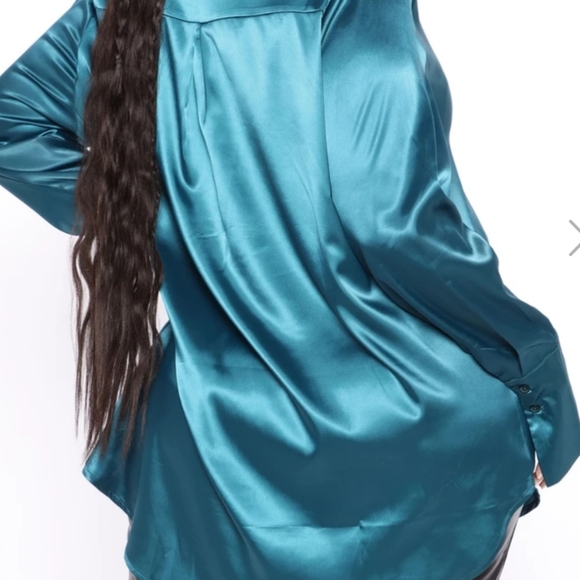 *SOLD* Fashion Nova 24Seven Satin Shirt - Picture 2 of 5